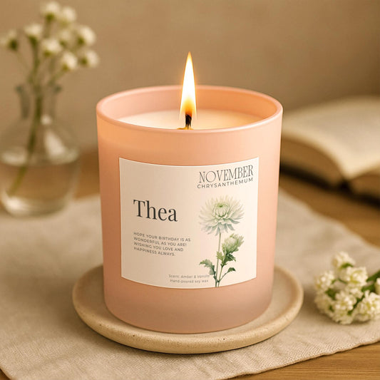November Birthday Candle – Chrysanthemum Birth Flower Gift