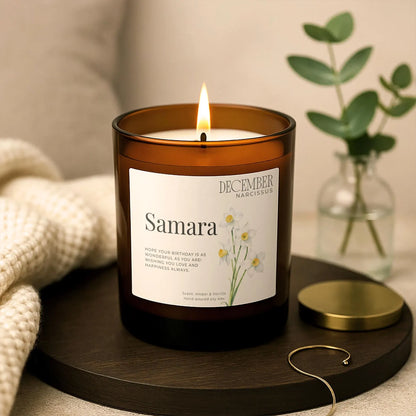 December Birthday Candle – Narcissus Birth Flower Gift