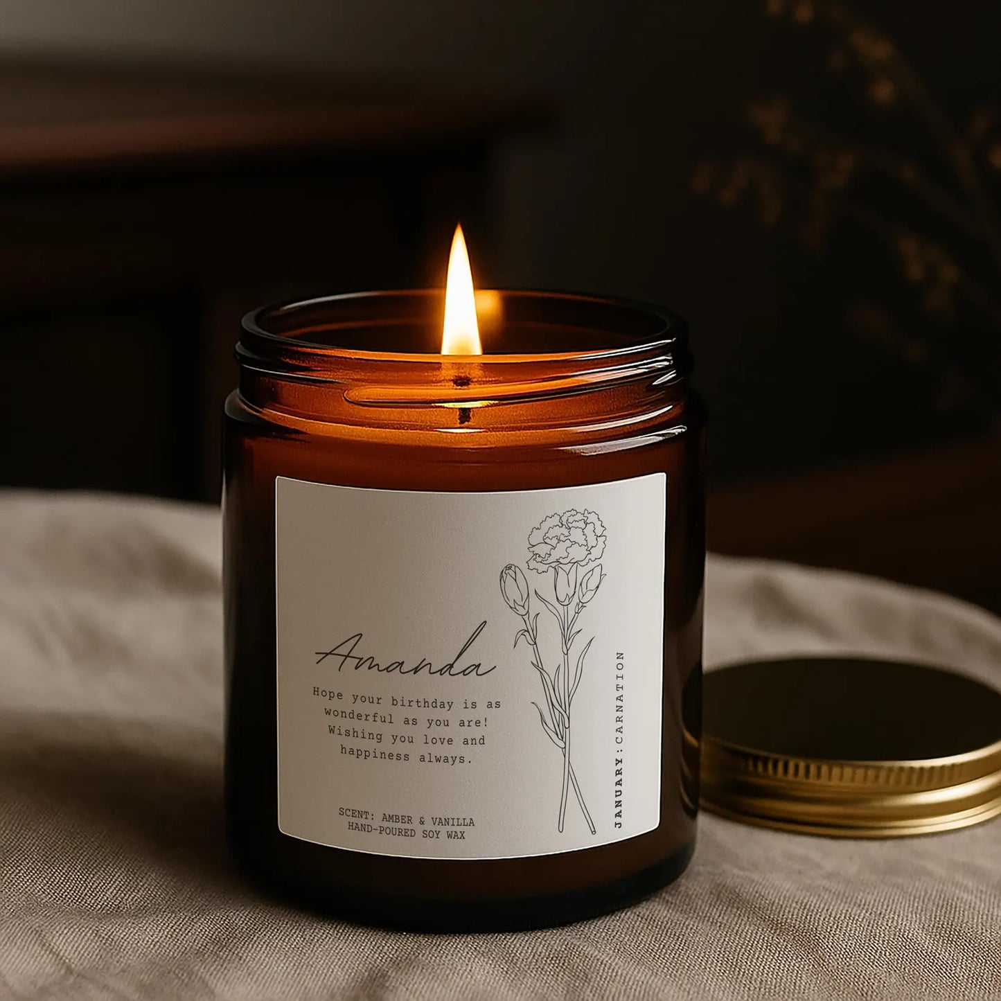 January Birthday Candle – Carnation Birth Flower Gift