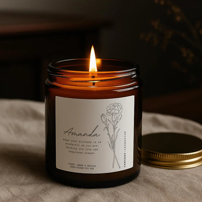 January Birthday Candle – Carnation Birth Flower Gift