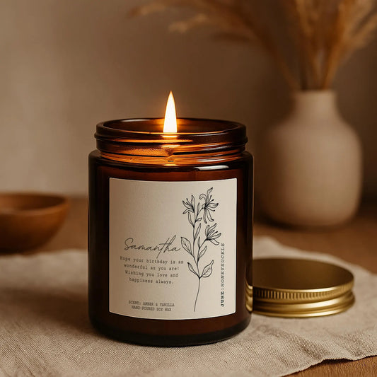 June Birthday Candle – Honeysuckle Birth Flower Gift