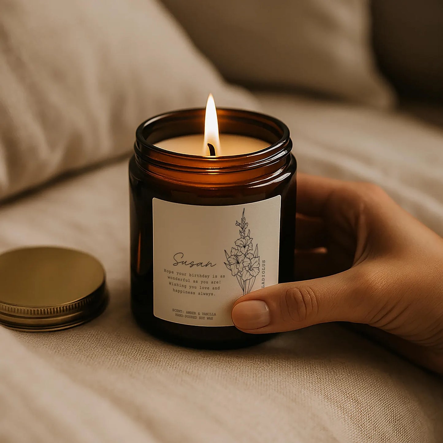 August Birthday Candle – Gladiolus Birth Flower Gift