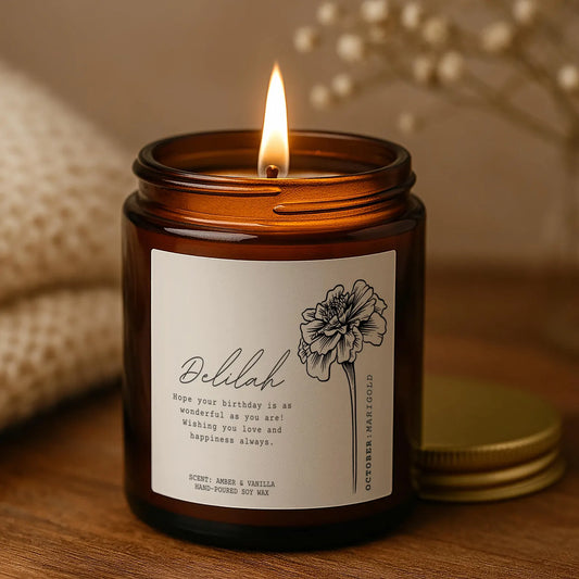 October Birthday Candle – Marigold Birth Flower Gift