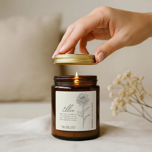 November Birthday Candle – Chrysanthemum Birth Flower Gift