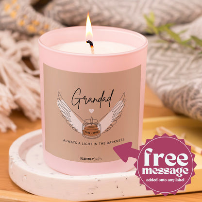 Remembrance Candle for Grand dad Passing Away Candle In Memory of Gift with Personal Message for Loved One Funeral Keepsake Coping Sadness