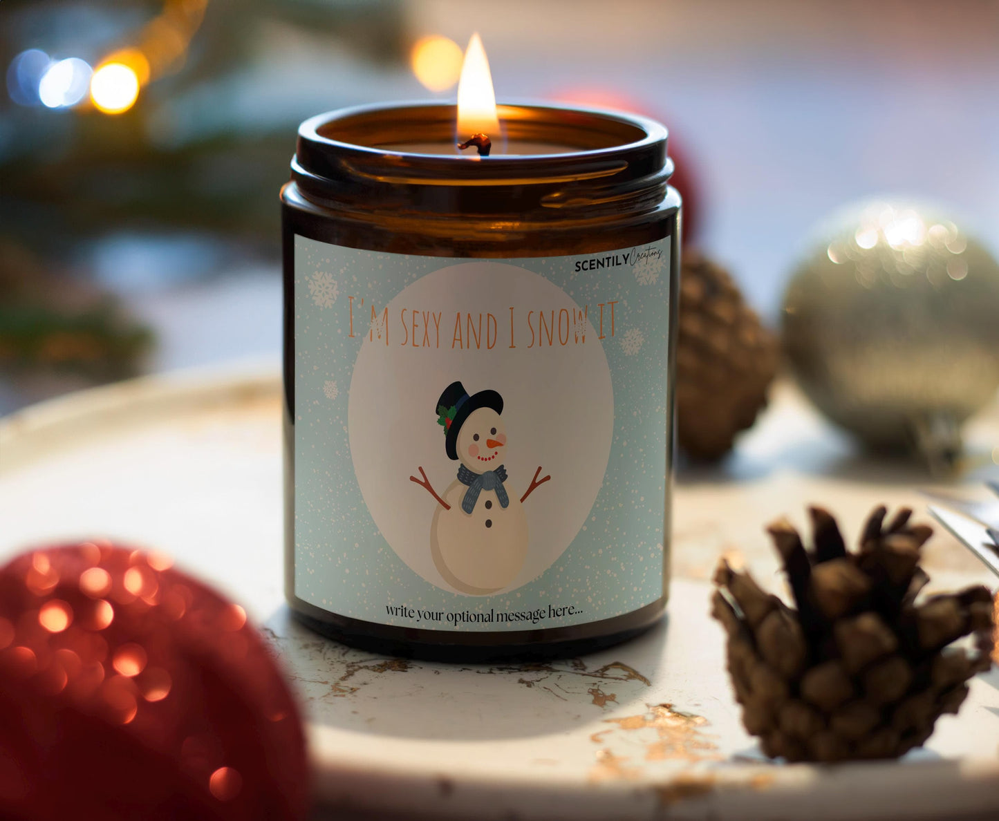 Snowman Christmas Holidays Candle