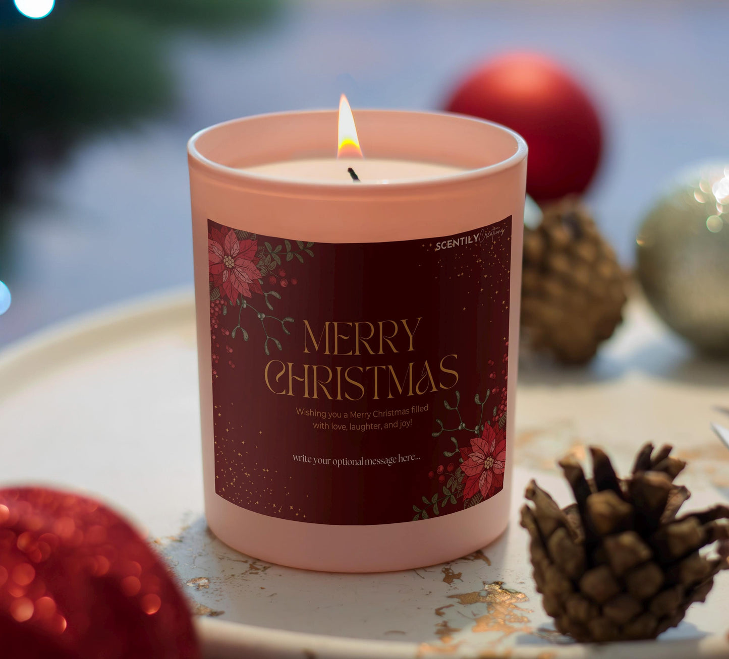 Merry Christmas Red and Gold Scented Candle