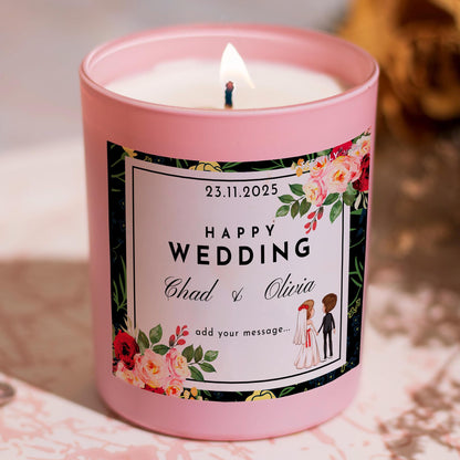 Wedding Day Floral Border Candle